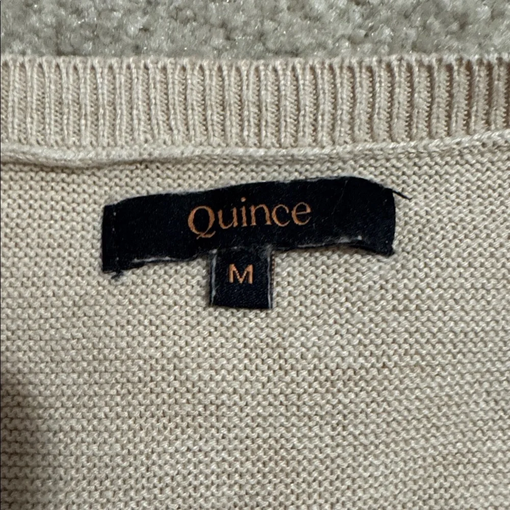 Quince Lightweight Cotton Cashmere Link-Stitch Dolman Sweater Heather Oatmeal-M - Picture 8 of 8